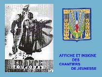 Affiche et insigne des Chantiers de Jeunesse